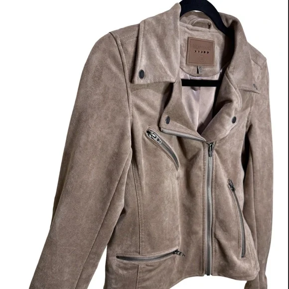 Blank NYC Faux Suede Moto Jacket - Sand Stone XS - Picture 3 of 6